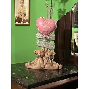 Vintage Valentine Teddy Bear Decor Love One Another Bear Couple Figurine